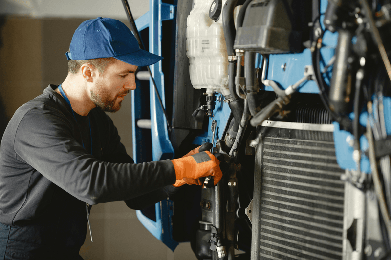 Mechanic working on truck